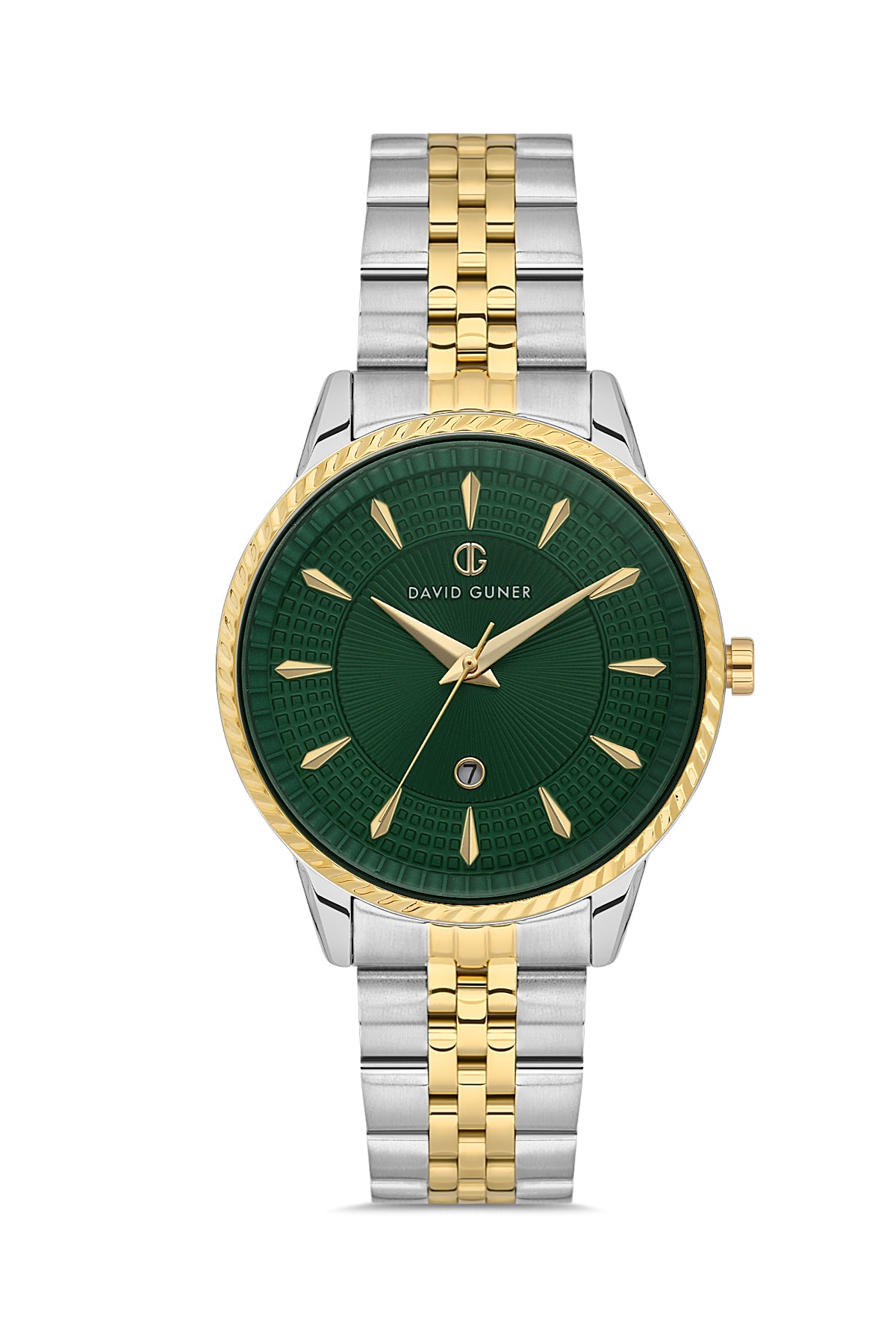DAVID GUNER Takvimli Sarı Gümüş Kaplamalı Yeşil Kadranlı Kadın Kol Saati - DG-8680LA-D10
