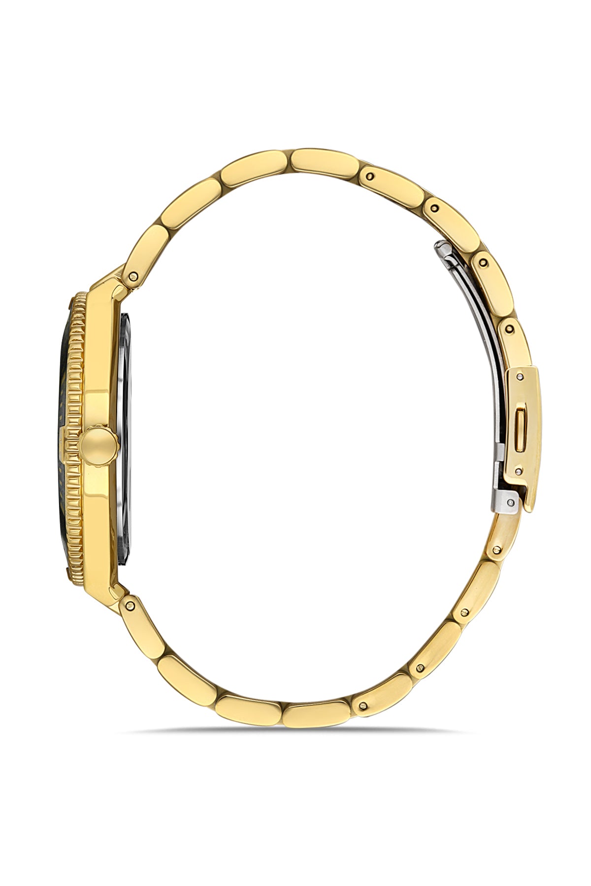 DAVID GUNER Takvimli Sarı Kaplamalı Siyah Kadranlı Erkek Kol Saati - DG-8418GA-B2