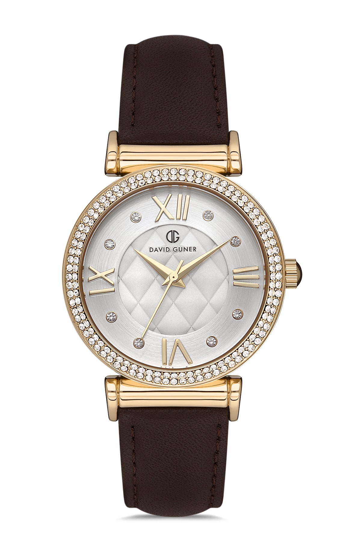 DAVID GUNER Taşlı Kahverengi Kordonlu Kadın Kol Saati - DG-8079LB-O1