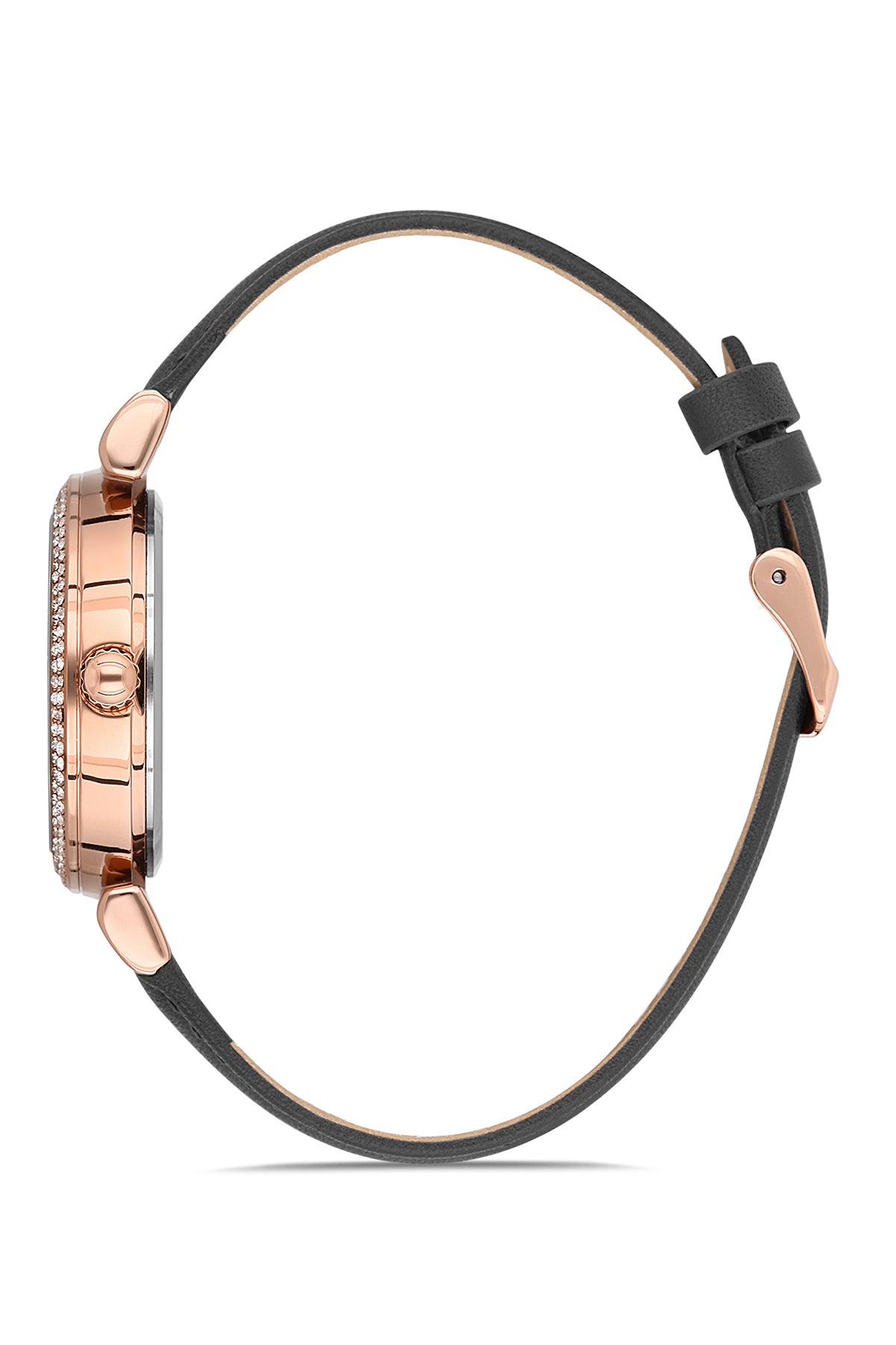 DAVID GUNER Stone Rose Coated Leather Band Women's Watch