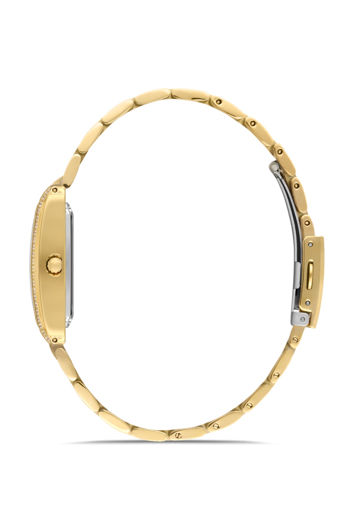 DAVID GUNER Taşlı Sarı Kaplamalı Gümüş Kadranlı Kadın Kol Saati - DG-8663LA-B1