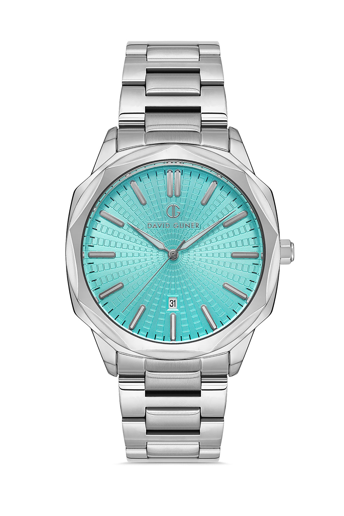David Guner Turquoise Dial Silver Plating Calendar Men's Watch