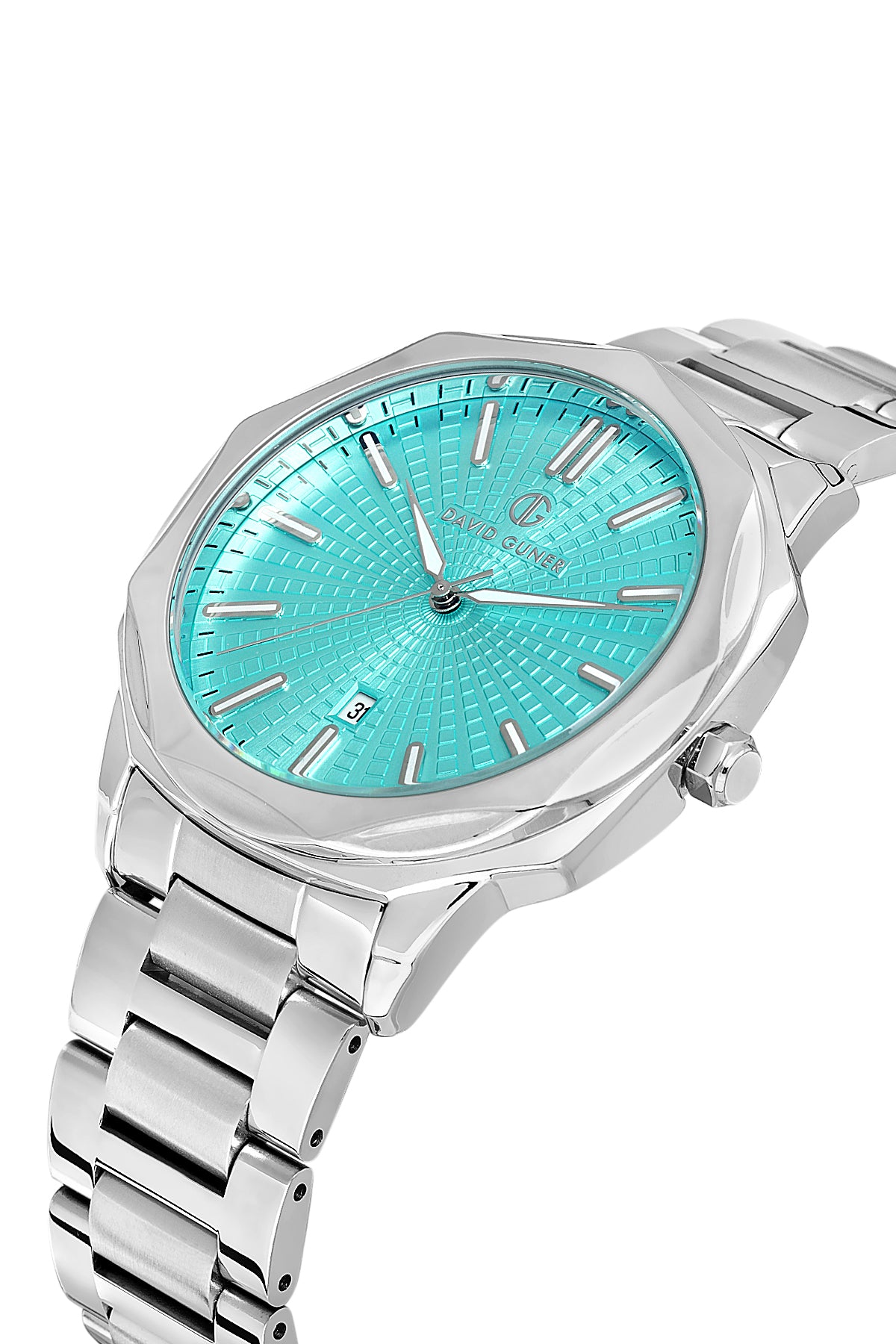 David Guner Turquoise Dial Silver Plating Calendar Men's Watch