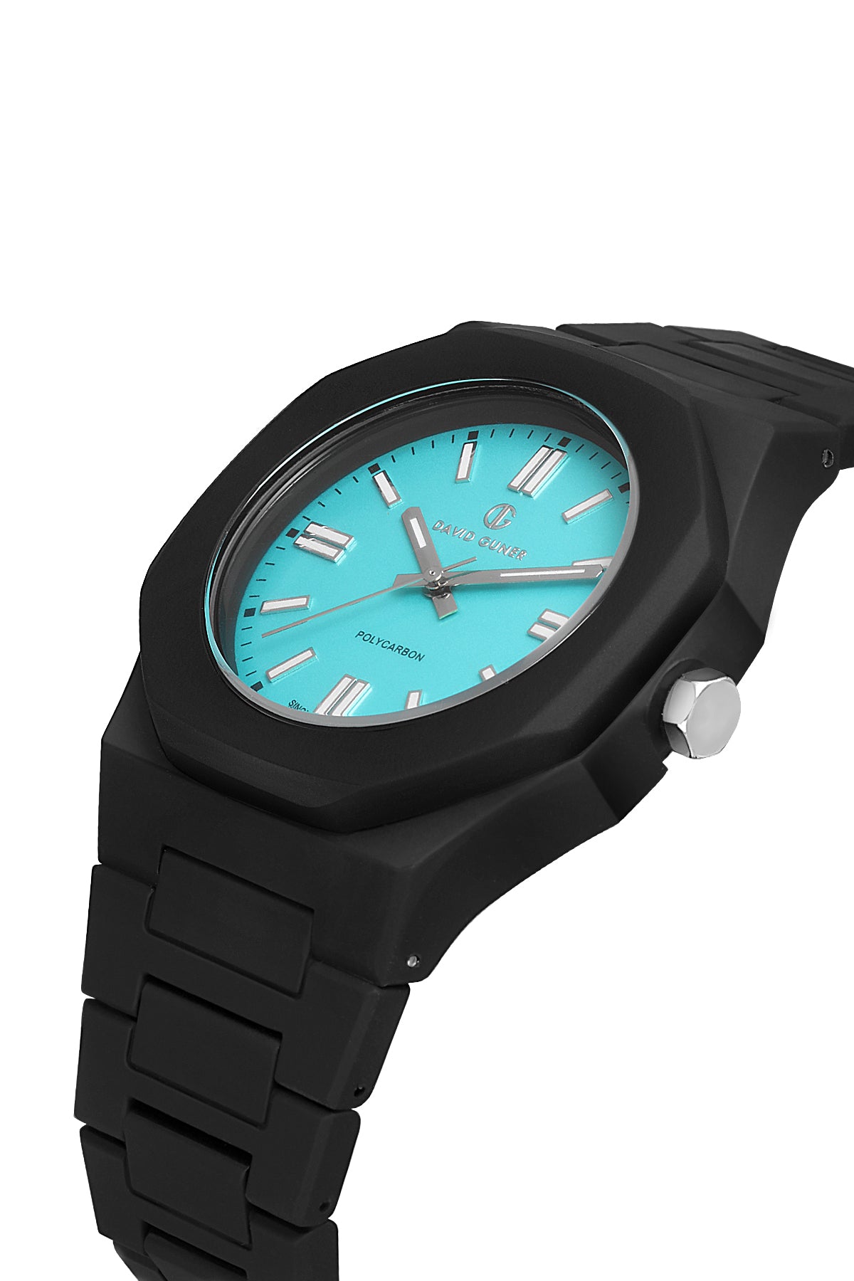 DAVID GUNER Turkuaz Kadranlı Siyah Kaplamalı Polikarbon Erkek Kol Saati - DG-8660GD-G3