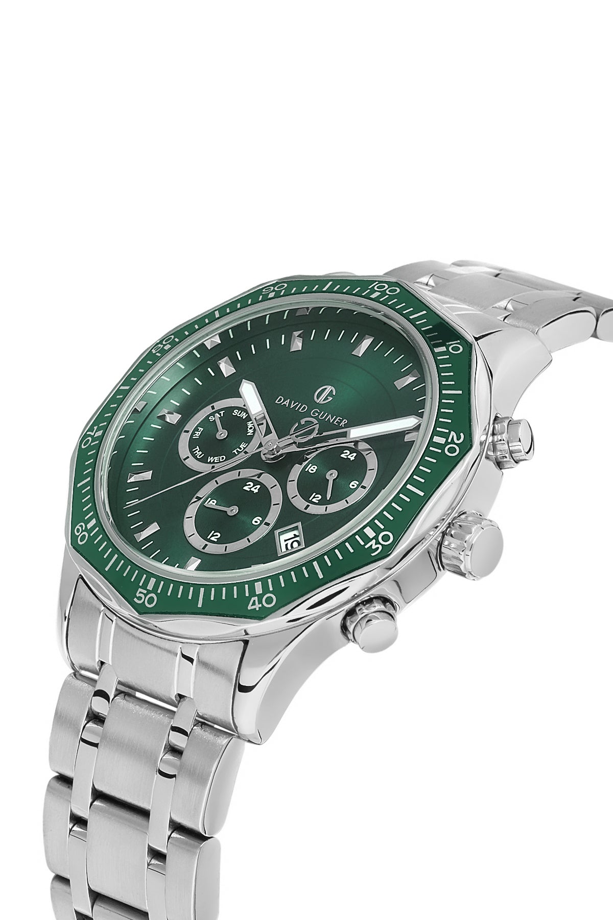 DAVID GUNER Green Dial Silver Plating Men's Watch