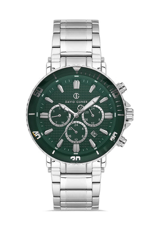 DAVID GUNER Green Dial Silver Plating Men's Watch