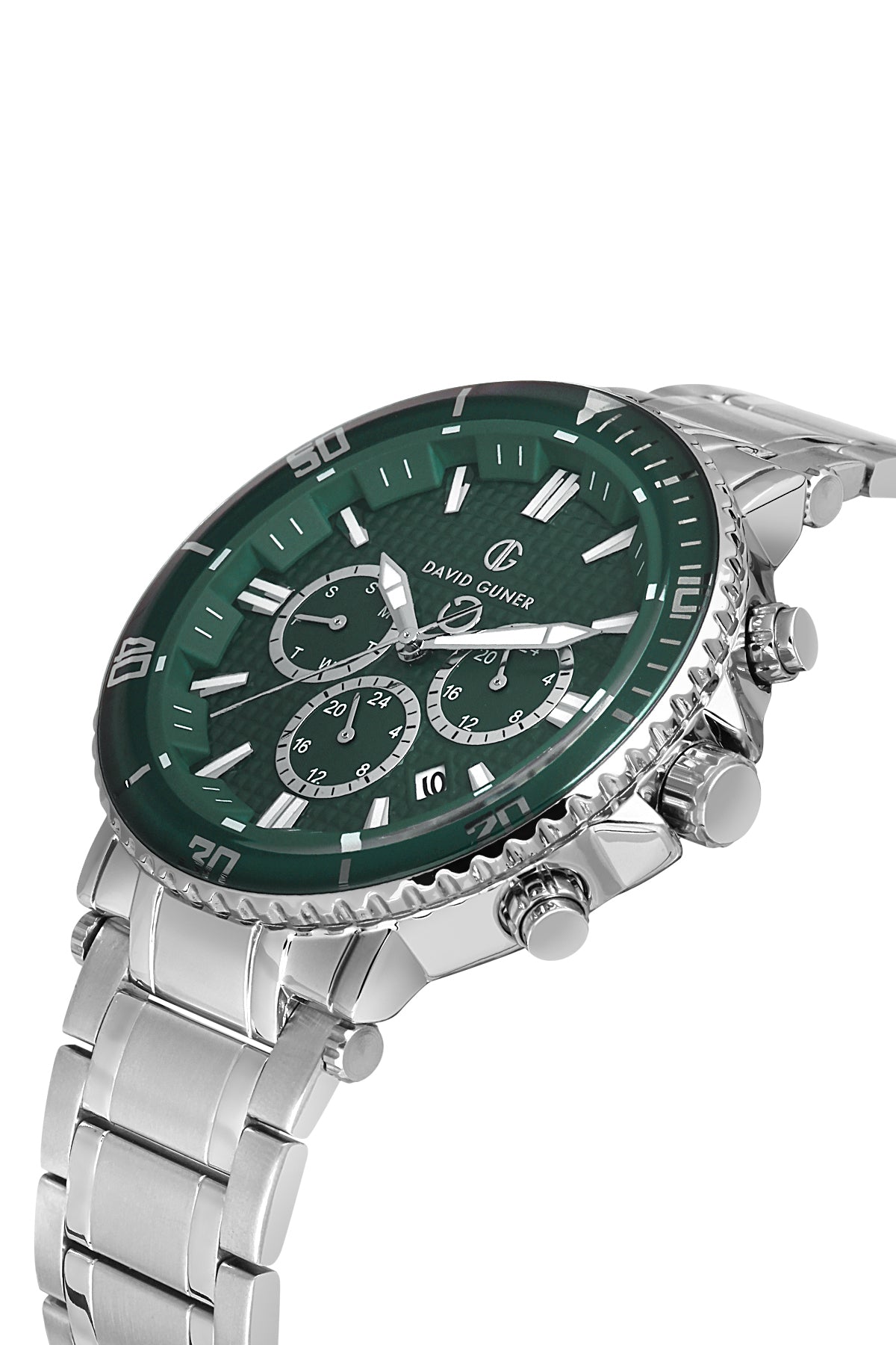 DAVID GUNER Green Dial Silver Plating Men's Watch