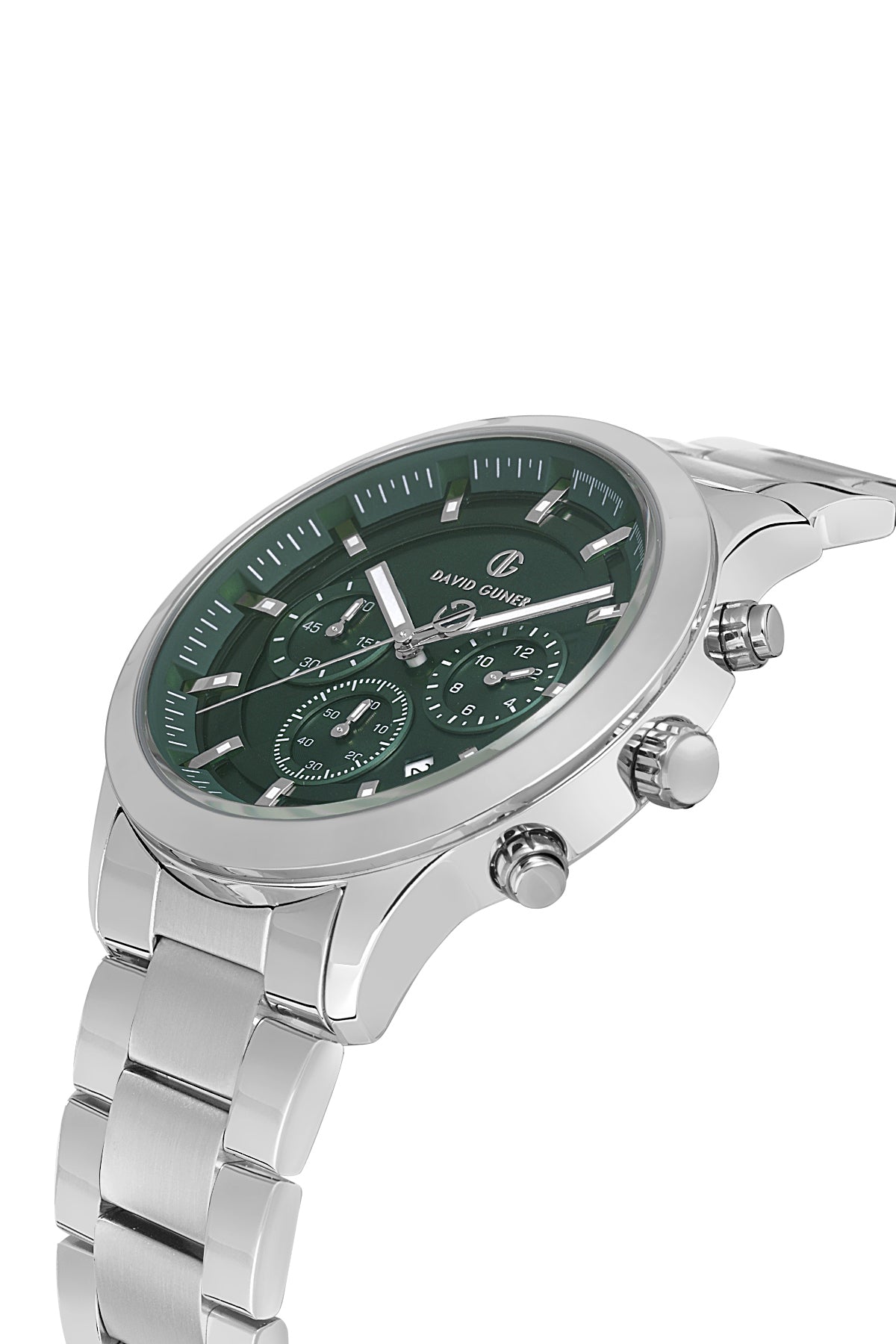 DAVID GUNER Yeşil Kadranlı Gümüş Kaplamalı Erkek Kol Saati - DG-8673GA-A10