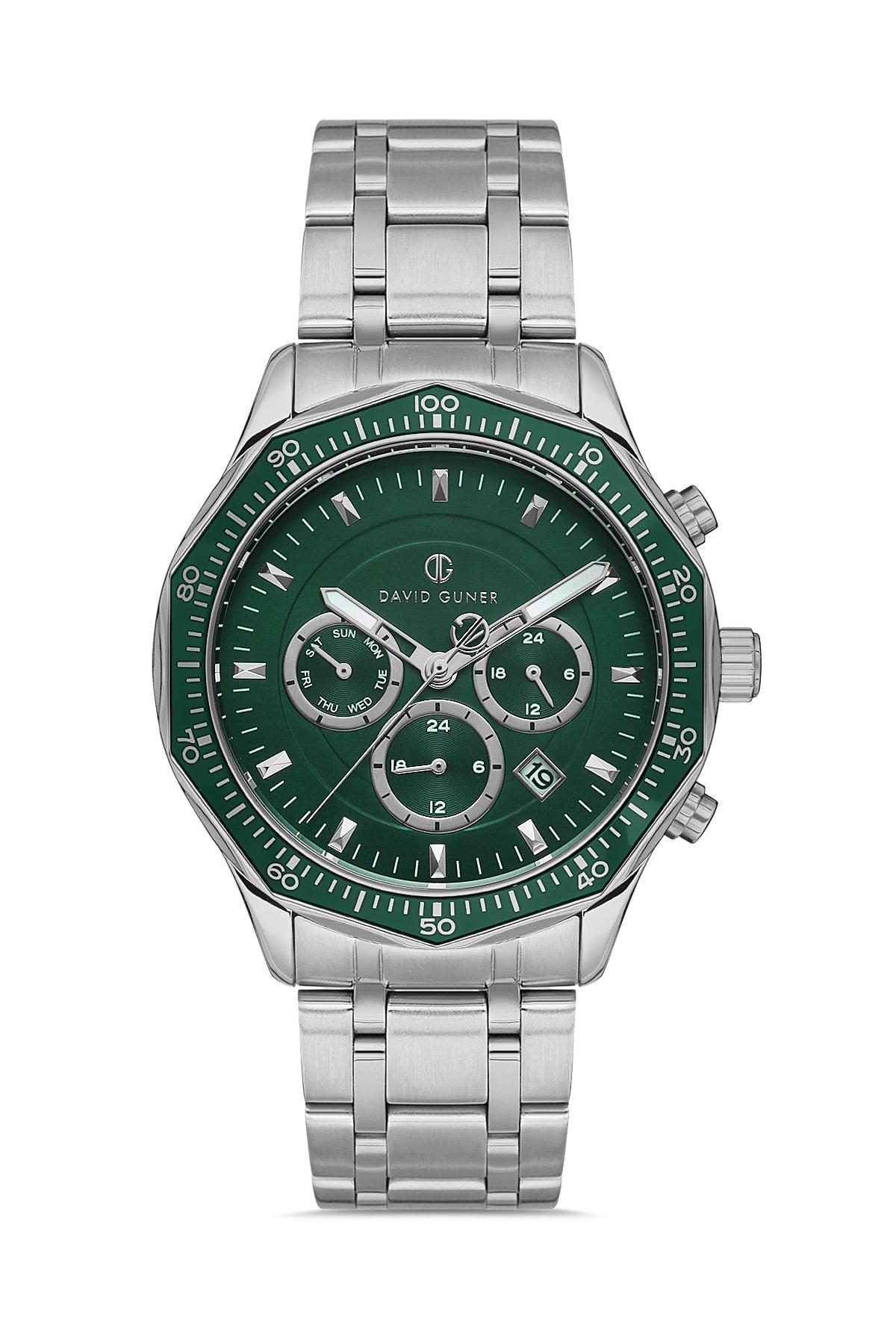 DAVID GUNER Green Dial Silver Plating Men's Watch