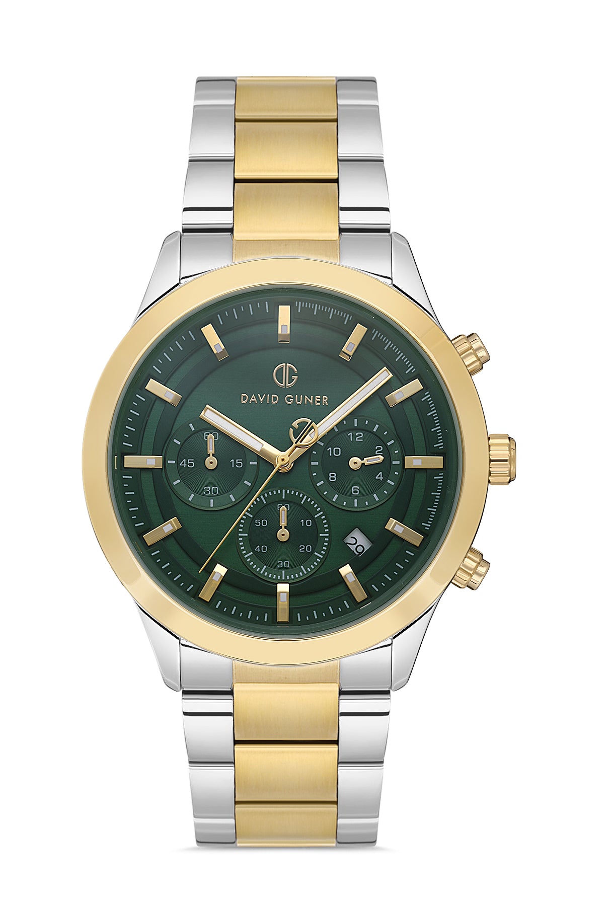 DAVID GUNER Yeşil Kadranlı Sarı Beyaz Kaplamalı Erkek Kol Saati - DG-8673GA-D10