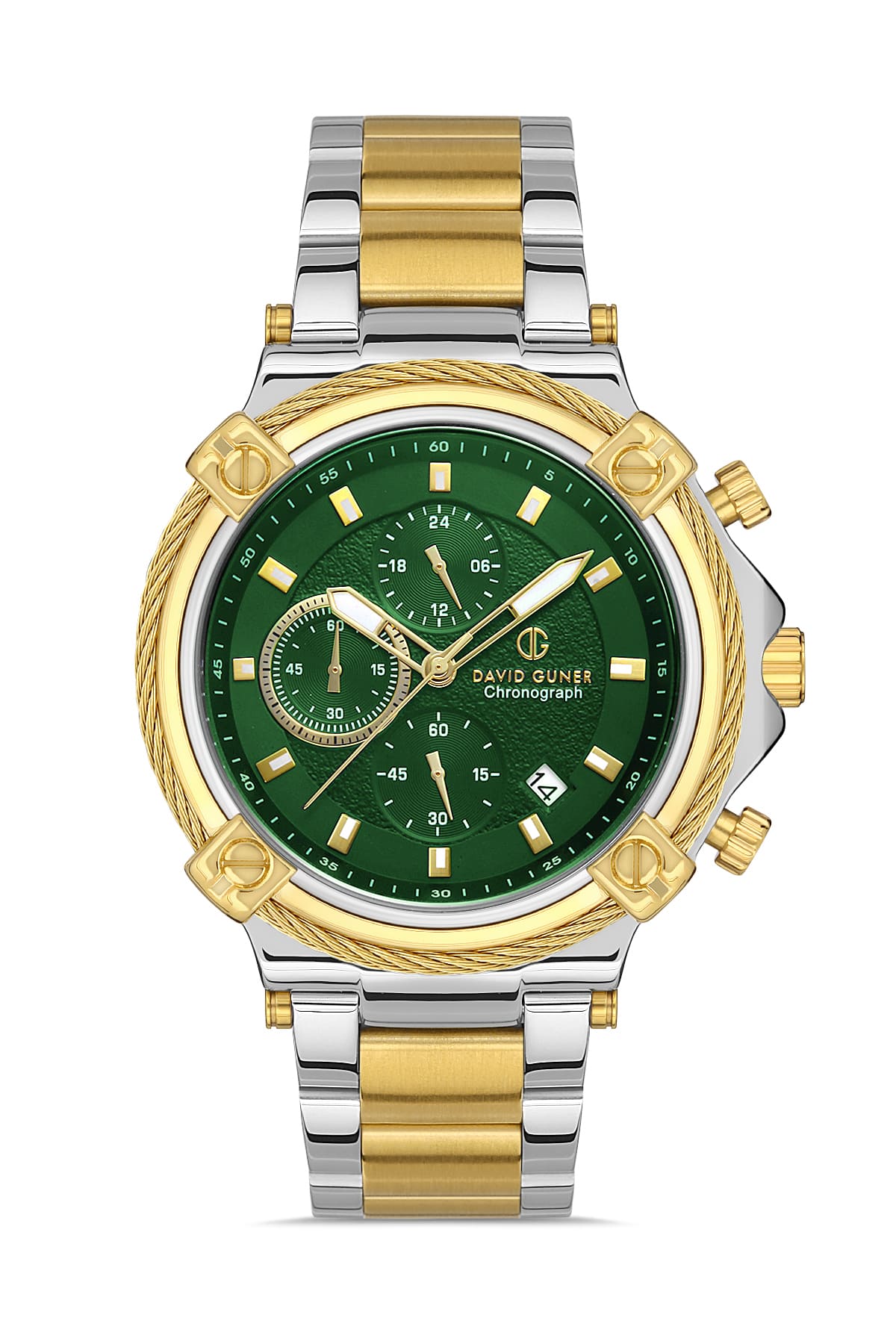 DAVID GUNER Green Dial Yellow White Coated Men's Watch