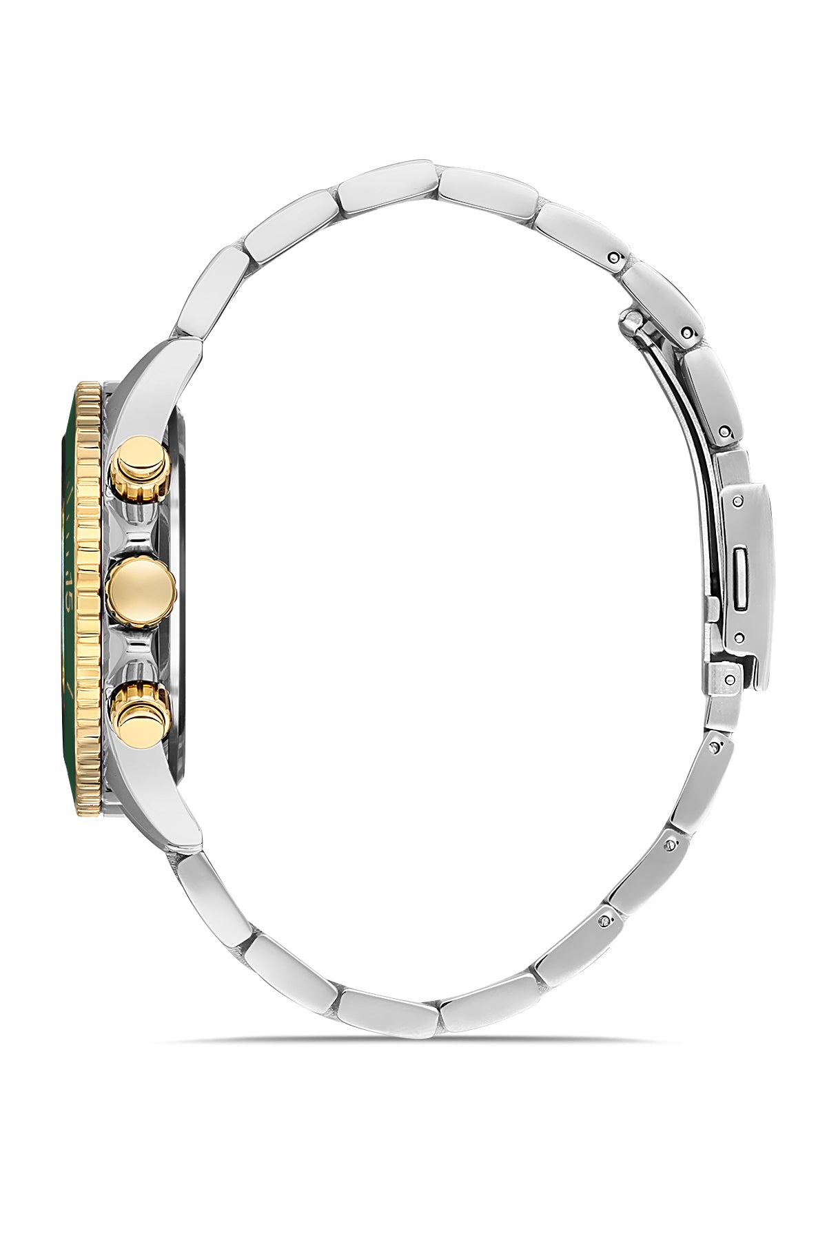 DAVID GUNER Yeşil Kadranlı Sarı - Beyaz Kaplamalı Erkek Kol Saati - DG-8252GA-D10