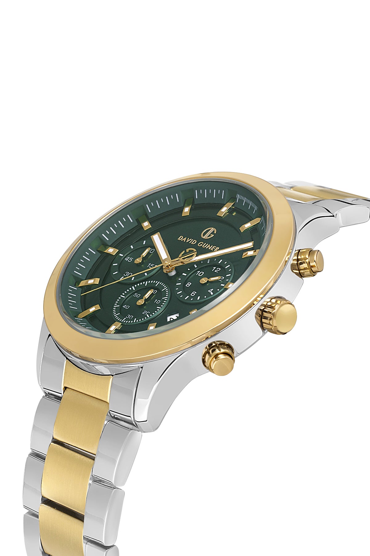 DAVID GUNER Yeşil Kadranlı Sarı Beyaz Kaplamalı Erkek Kol Saati - DG-8673GA-D10