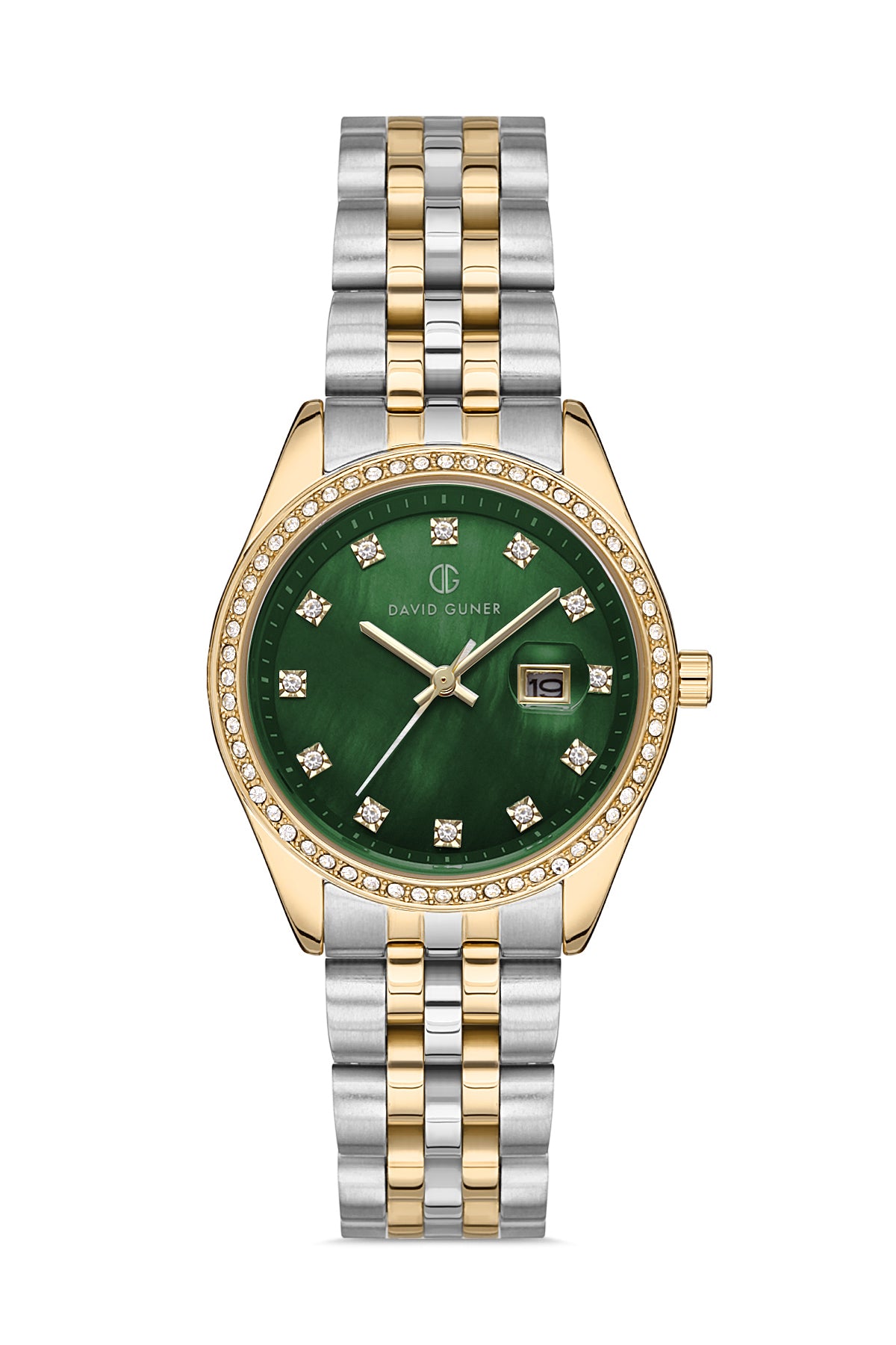 DAVID GUNER Yeşil Kadranlı Sarı Beyaz Kaplamalı Kadın Kol Saati - DG-8193LA-D10