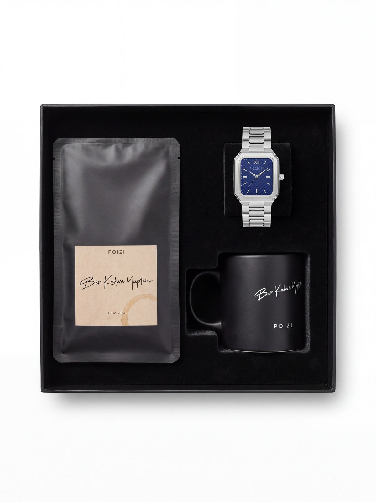 POIZI x DAVID GUNER Bir Kahve Yaptım set — Mavi Kadran (DG-9133GA-A3) #Saatinizi Seçin_A3 · Mavi Kadran