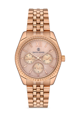 DAVID GUNER Rose Kadranlı Rose Kaplamalı Kadın Kol Saati - DG-8314LA-C5