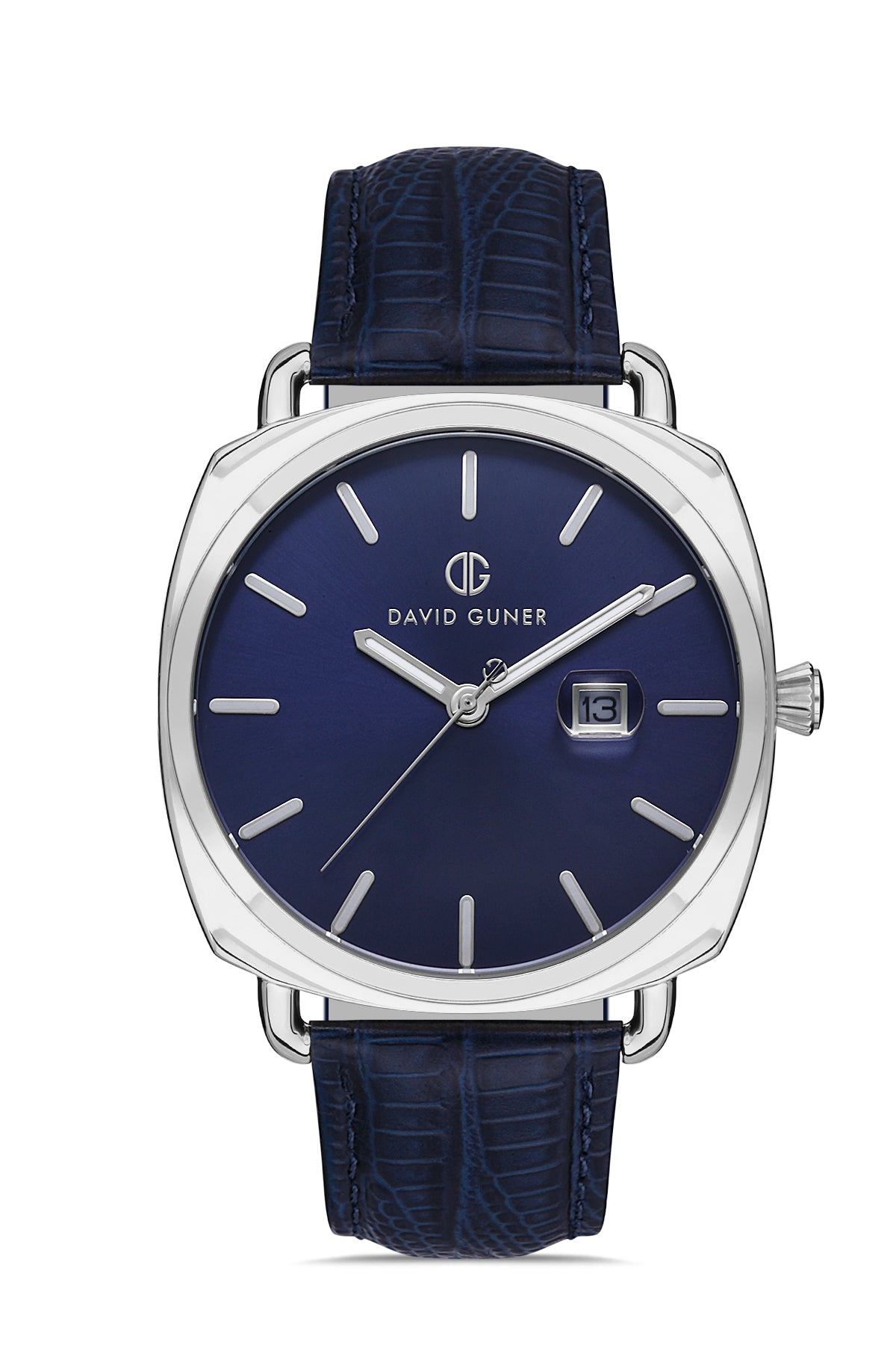 DAVID GUNER Blue Dial Silver Plated Men's Wristwatch