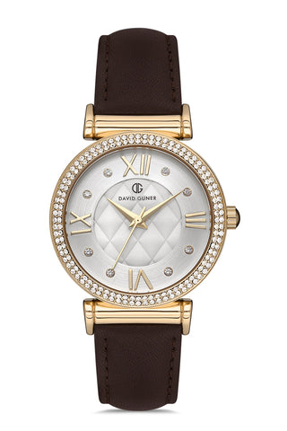 DAVID GUNER Stoned Brown Band Women's Watch