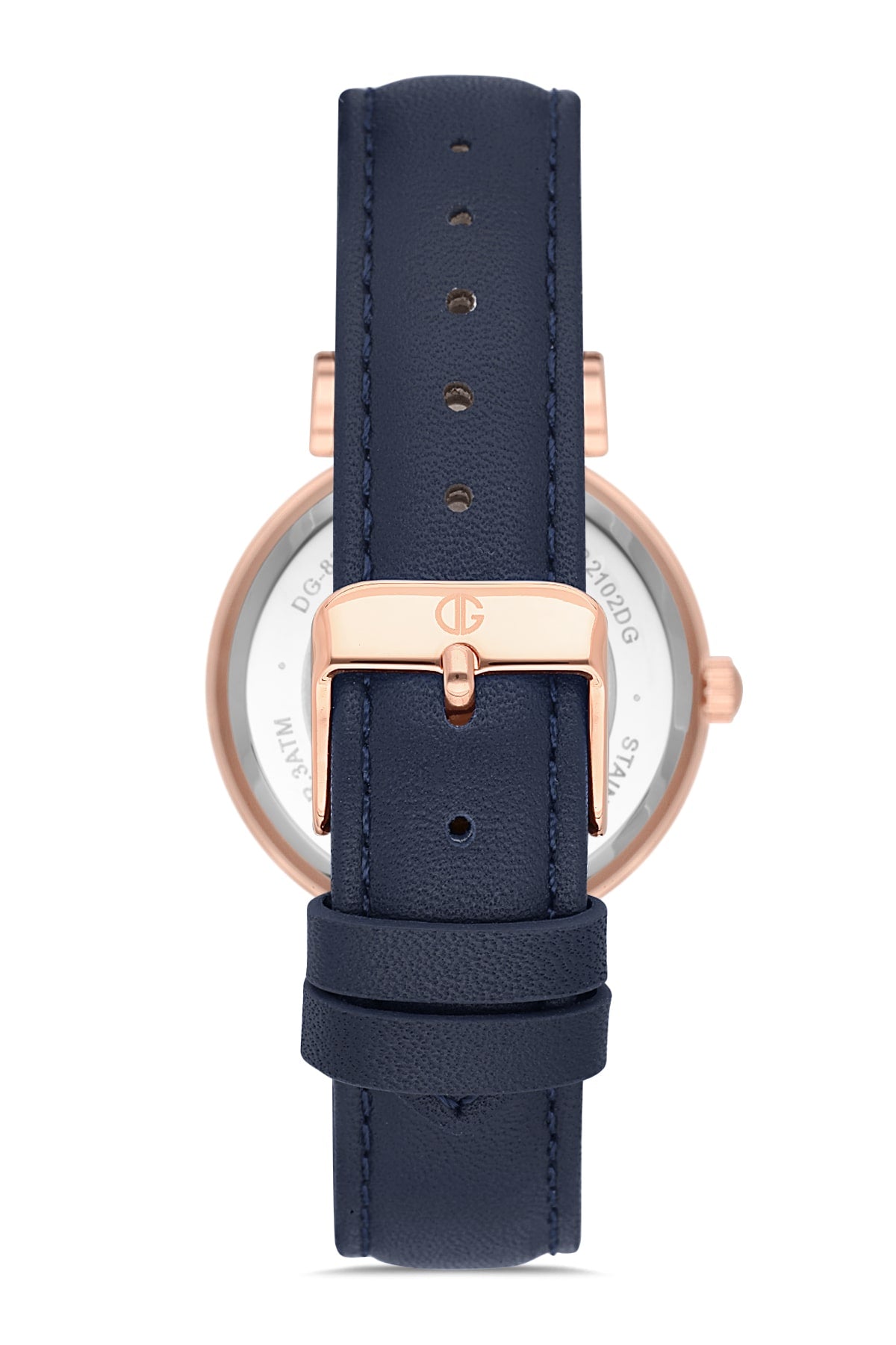 DAVID GUNER Dark Blue Leather Strap Women's Wristwatch