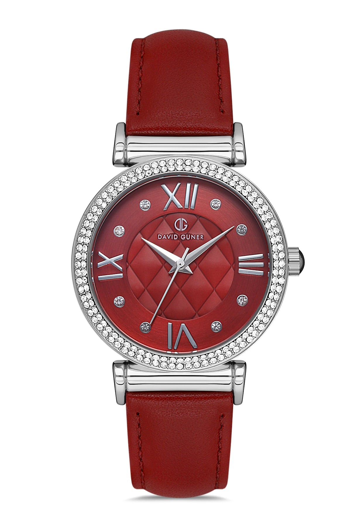 DAVID GUNER Red Leather Strap Women's Wristwatch