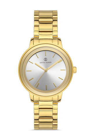 DAVID GUNER Yellow Coated Silver Dial Women's Watch