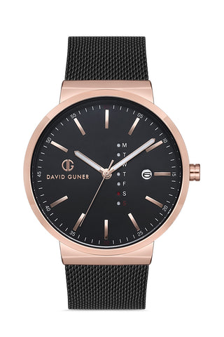 DAVID GUNER ROSE SİYAH KAPLAMALI SİYAH KADRANLI ERKEK KOL SAATİ - DG-8240GC-R2