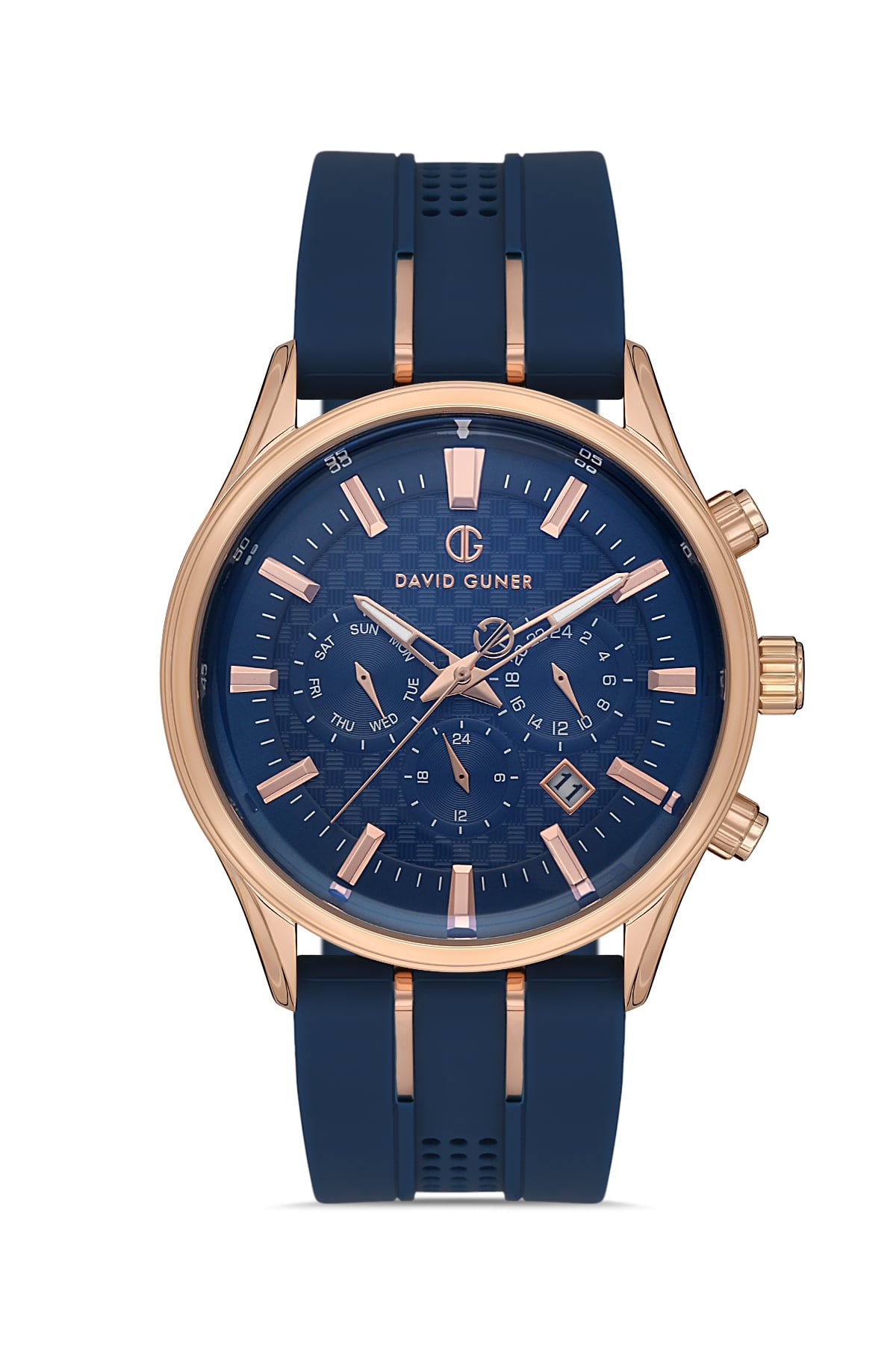 DAVID GUNER Navy Blue Men's Wristwatch with Silicone Strap