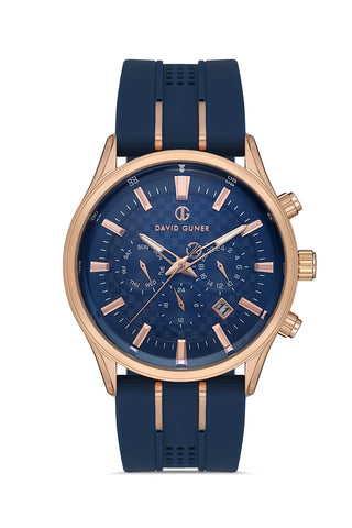 DAVID GUNER Navy Blue Men's Watch with Silicone Band