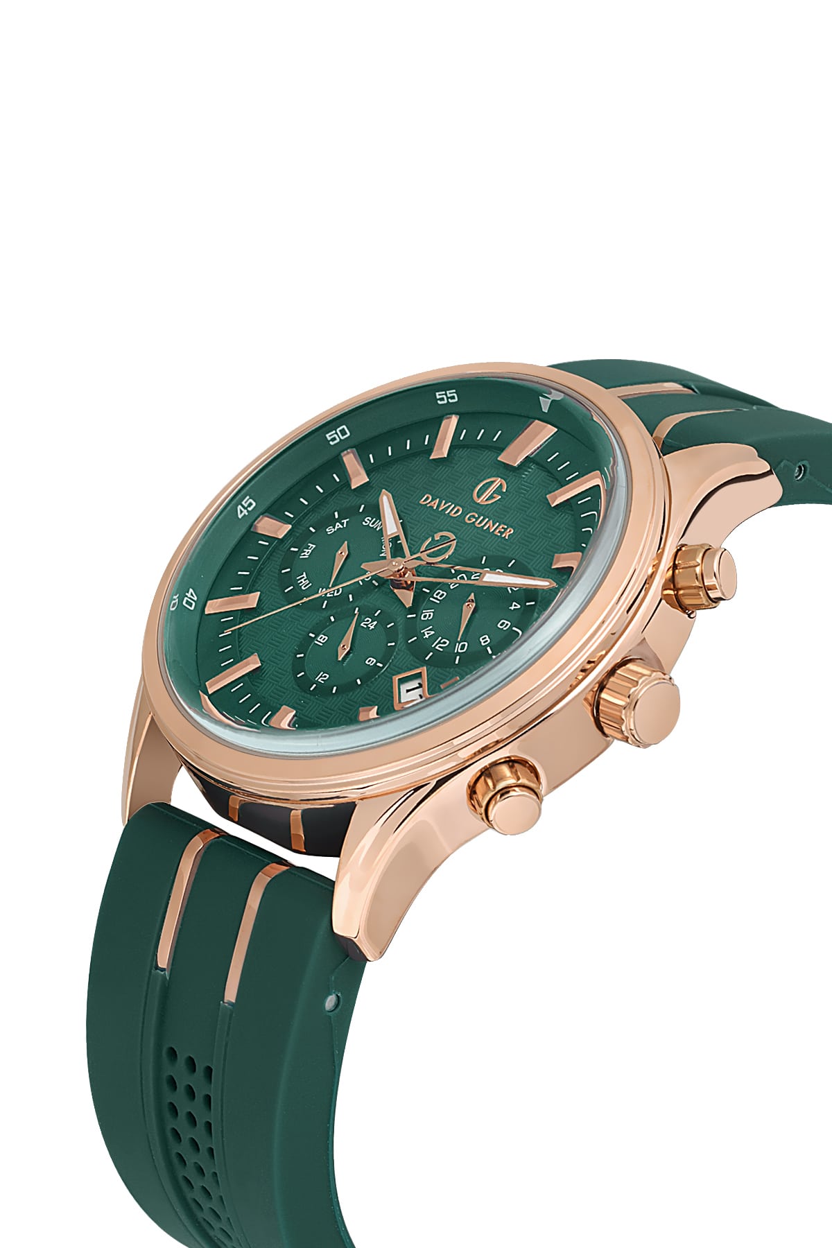DAVID GUNER Green Dial Men's Wristwatch with Silicone Strap