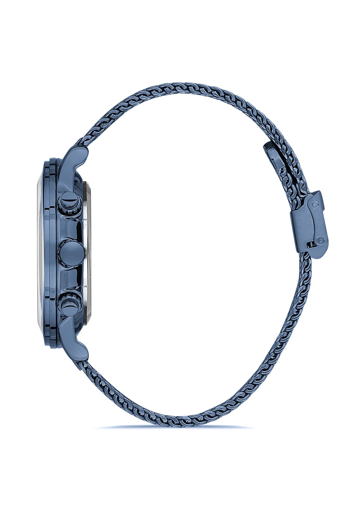Davıd Guner Black Dial Men's Wristwatch with Steel Knitted Strap