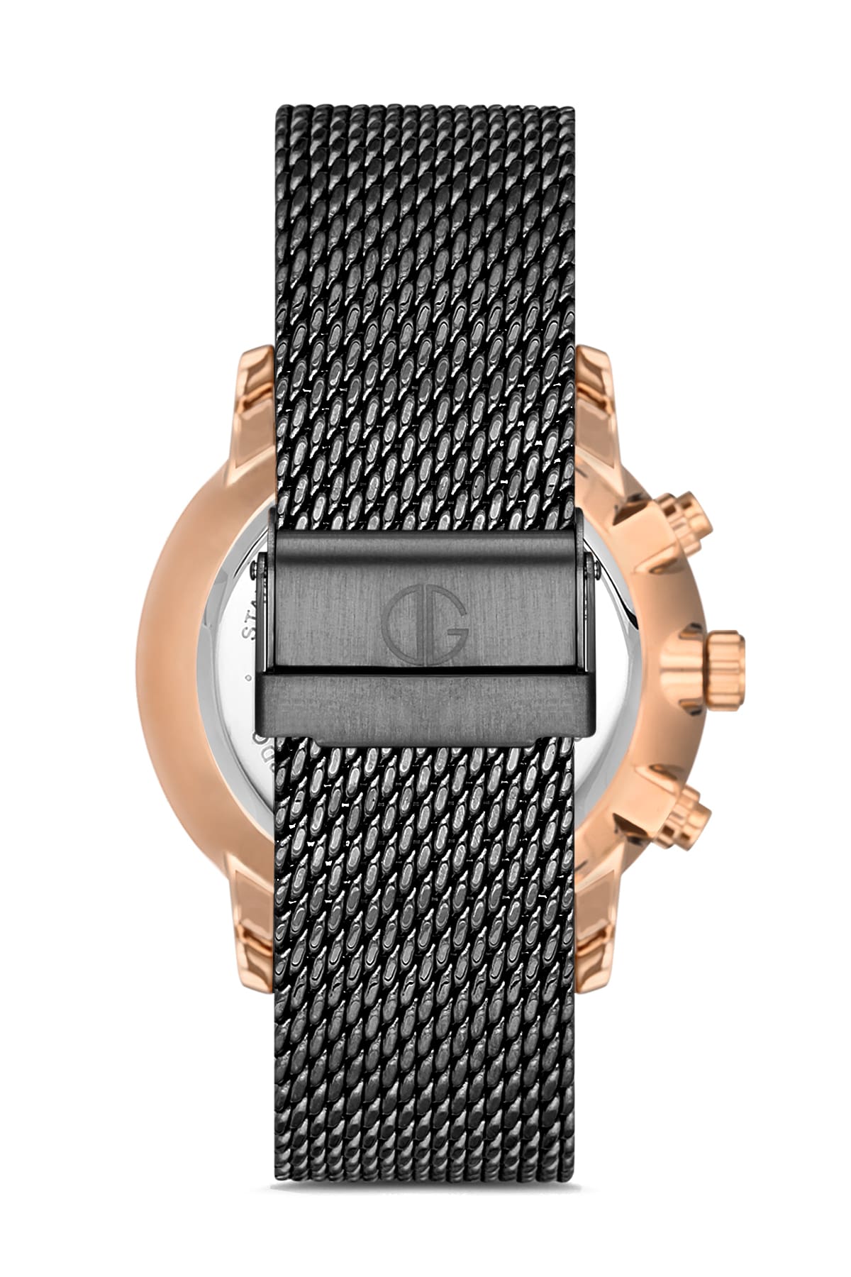 Davıd Guner Rose Black Coated Steel Braided Band Men's Watch