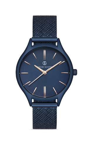 DAVID GUNER Blue Coated Blue Dial Women's Watch