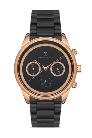 Davıd Guner Black Dial Multi-Function Men's Watch