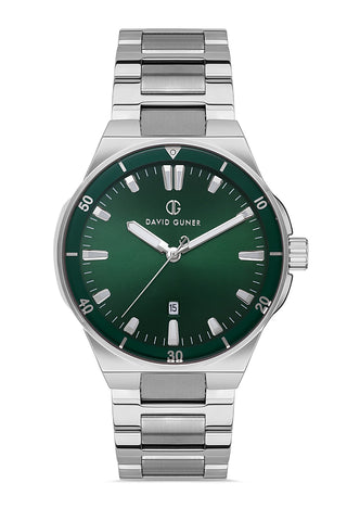 DAVID GUNER Green Dial Silver Plating Men's Watch