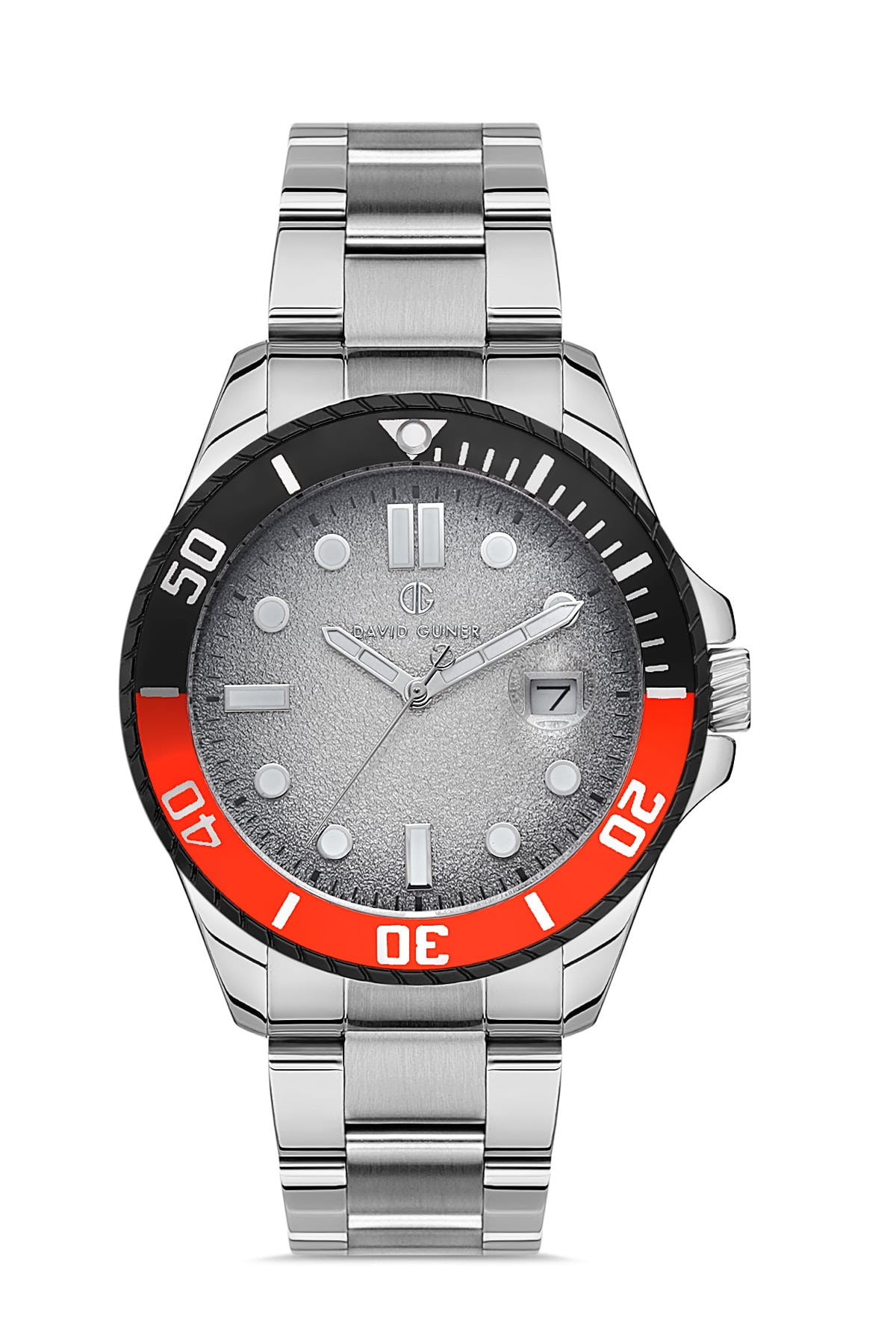 Davıd Guner Silver Plated Calendar Men's Wristwatch