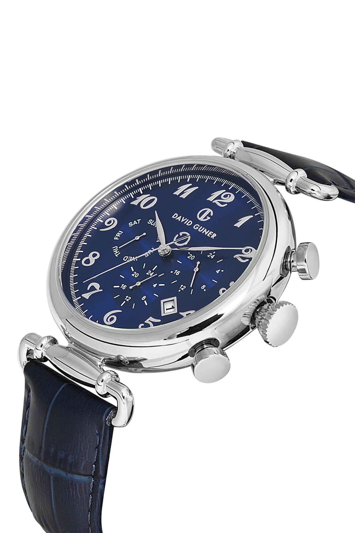 DAVID GUNER Dark Blue Dial Multifunctional Men's Wristwatch with Dark Blue Leather Strap