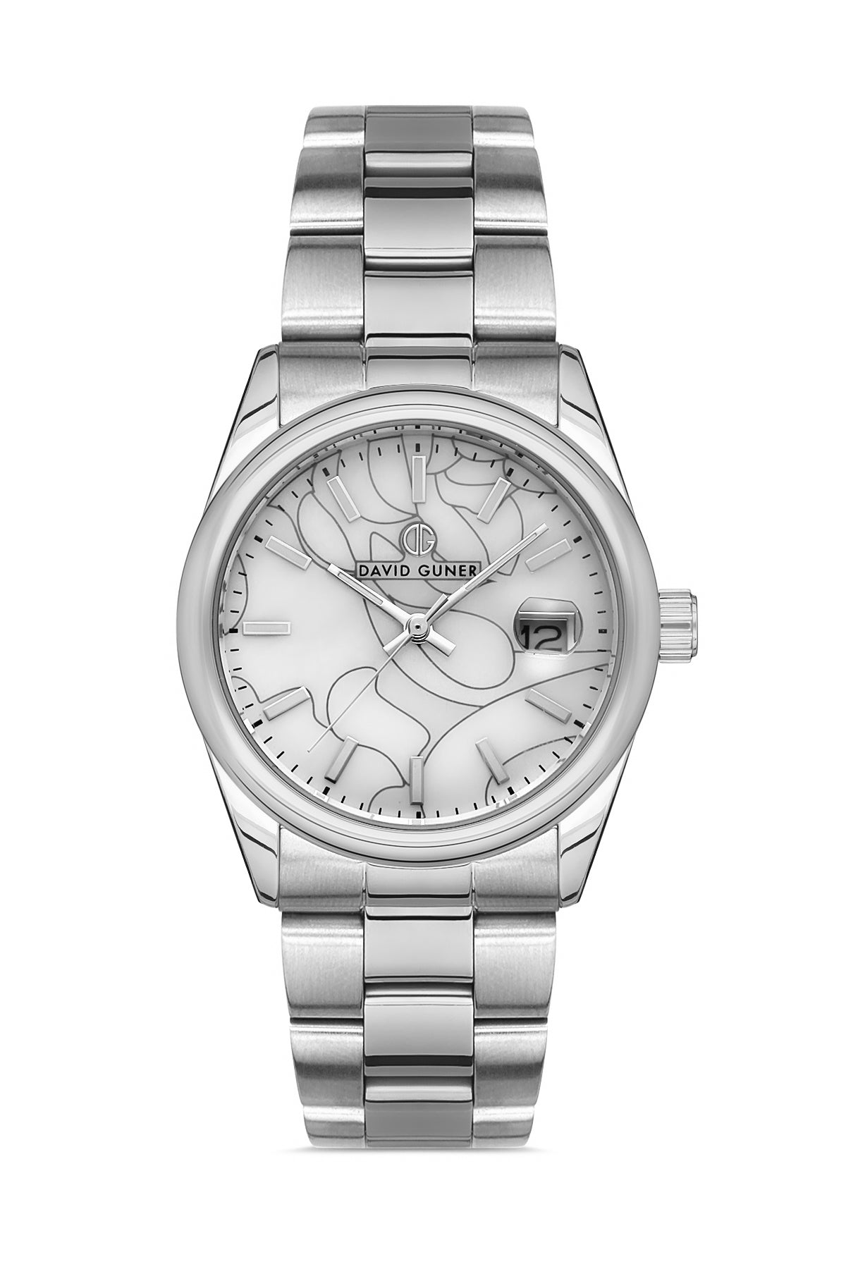DAVID GUNER Silver Plated Women's Wristwatch with Calendar