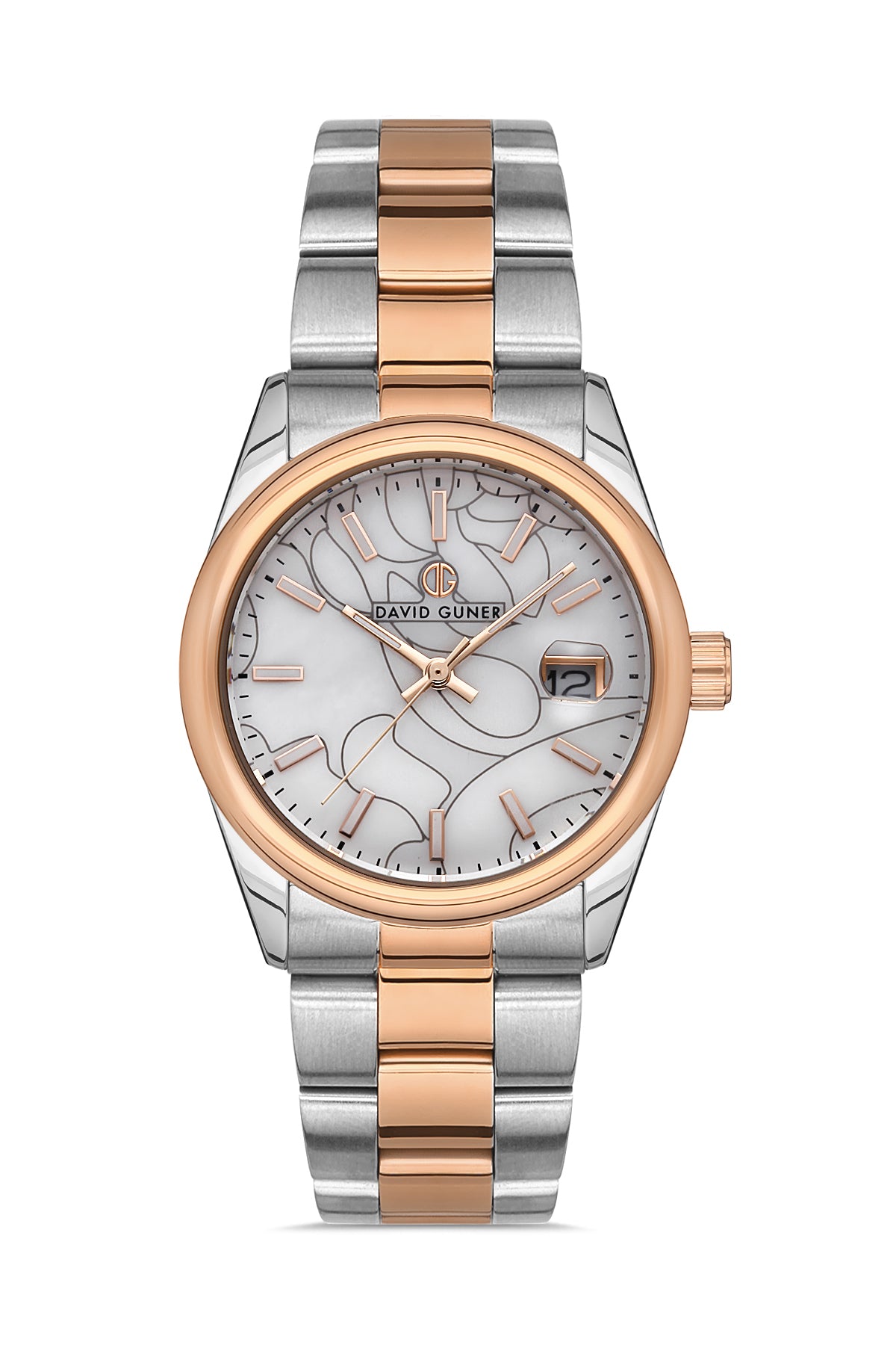 DAVID GUNER Calendar and Silver Dial Women's Wristwatch