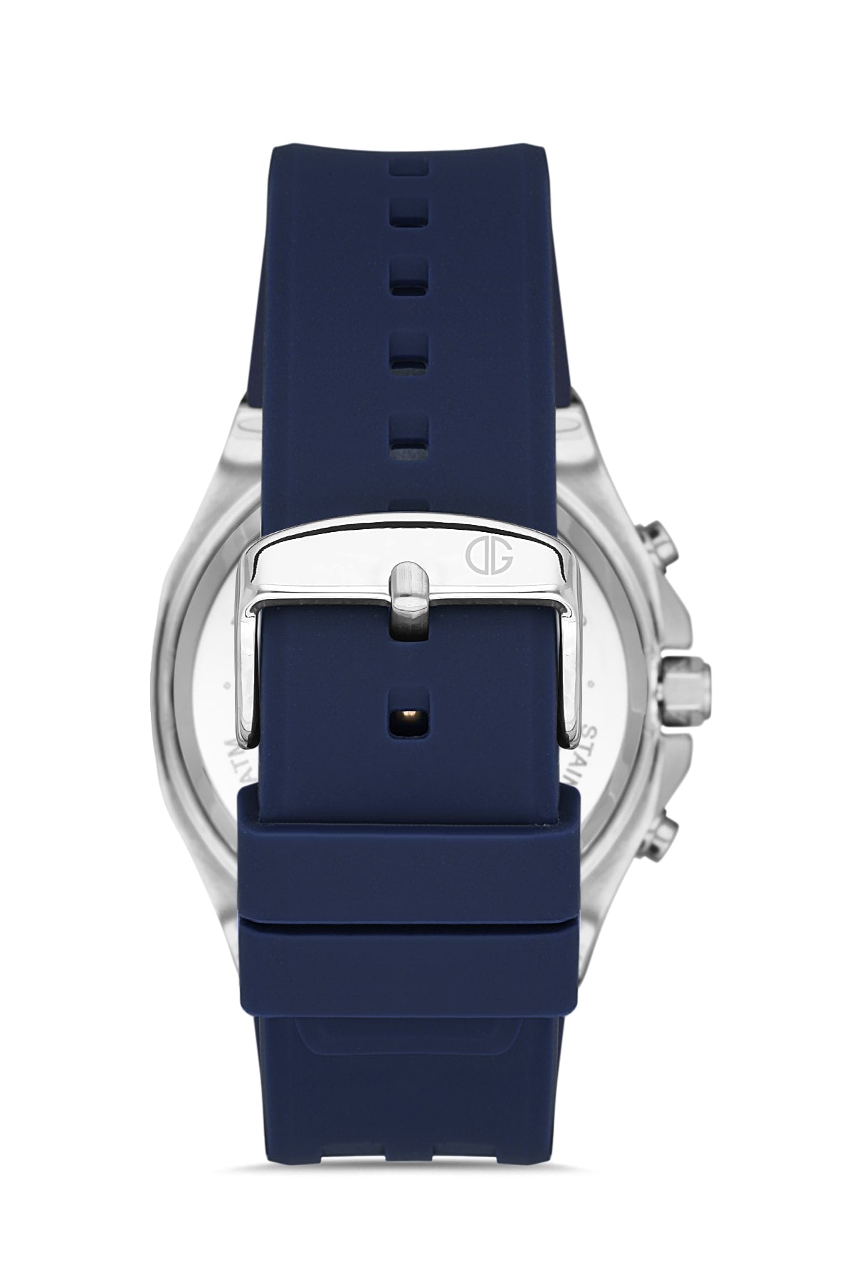 DAVID GUNER Silver Plating Men's Watch with Navy Blue Dial and Navy Blue Silicone Band