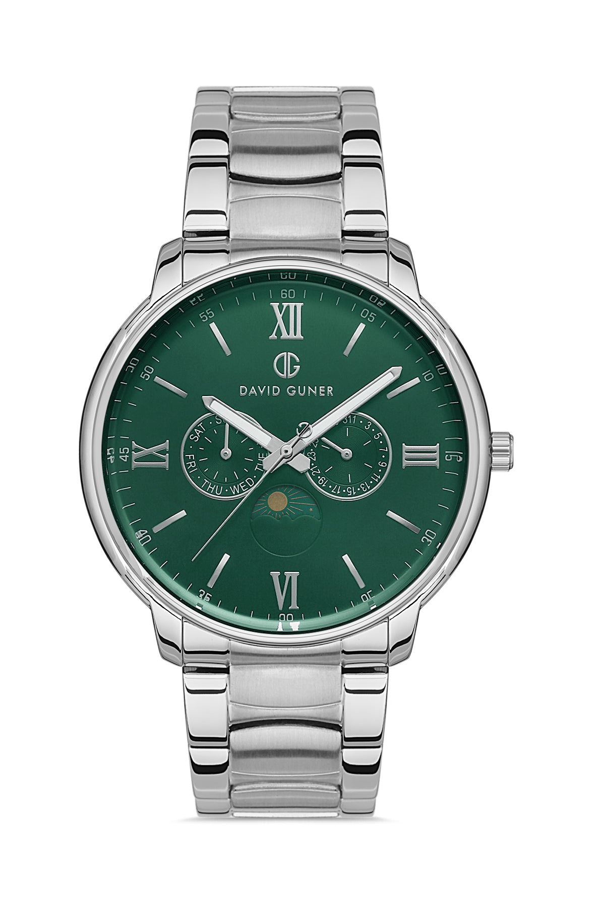 DAVID GUNER Green Dial Multi-Function Men's Wristwatch