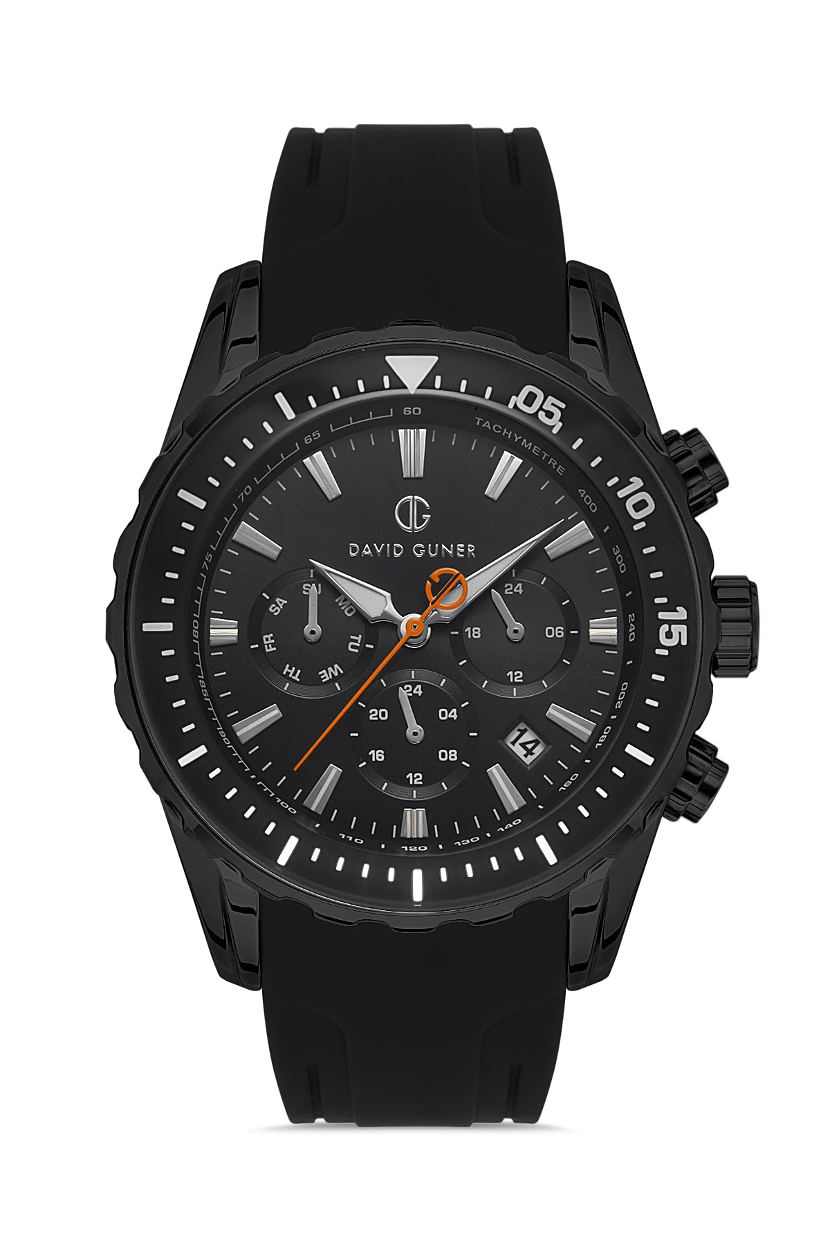 DAVID GUNER Multifunctional Black Coated Men's Wristwatch