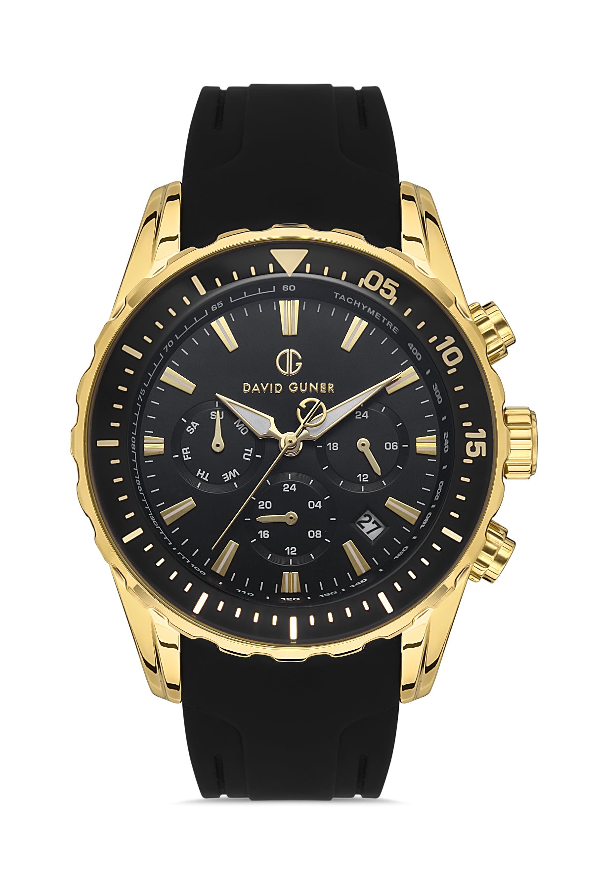 DAVID GUNER Multifunctional Yellow Coated Men's Wristwatch