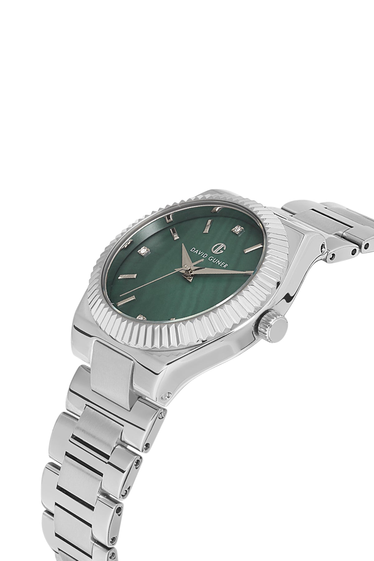 DAVID GUNER Silver Plated Green Dial Women's Wristwatch