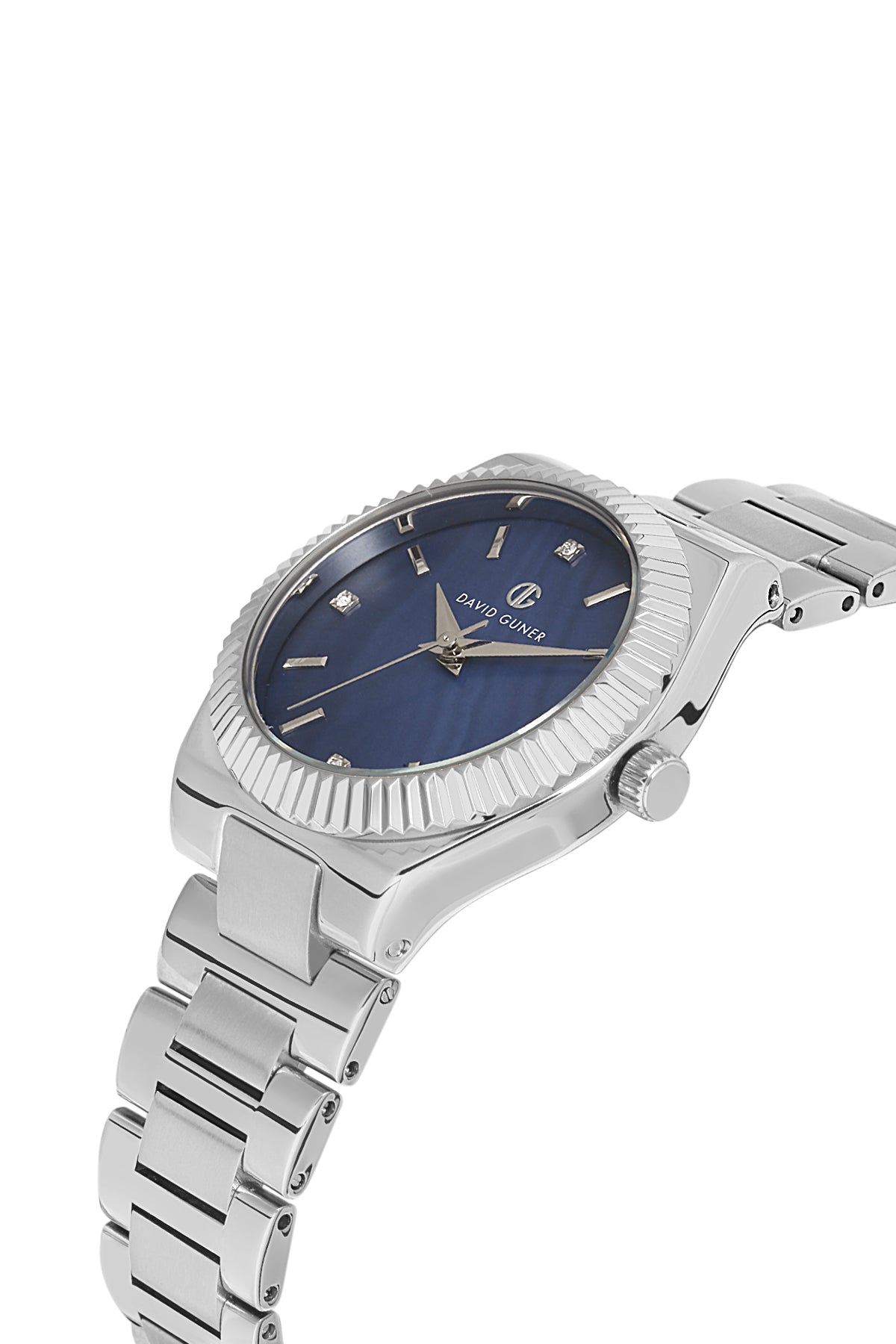DAVID GUNER Silver Plated Blue Dial Women's Wristwatch