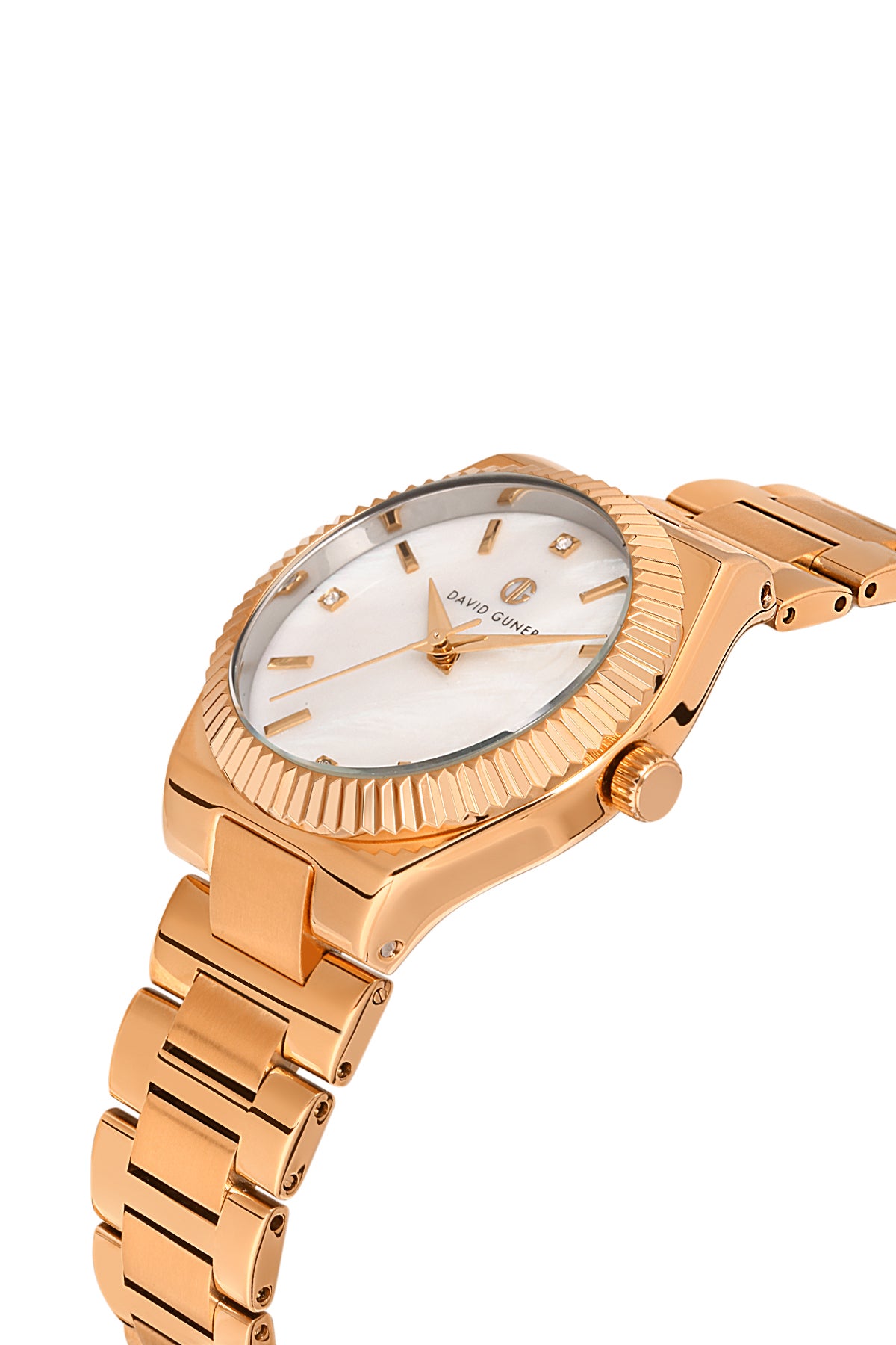 DAVID GUNER Rose Plated Silver Dial Women's Wristwatch