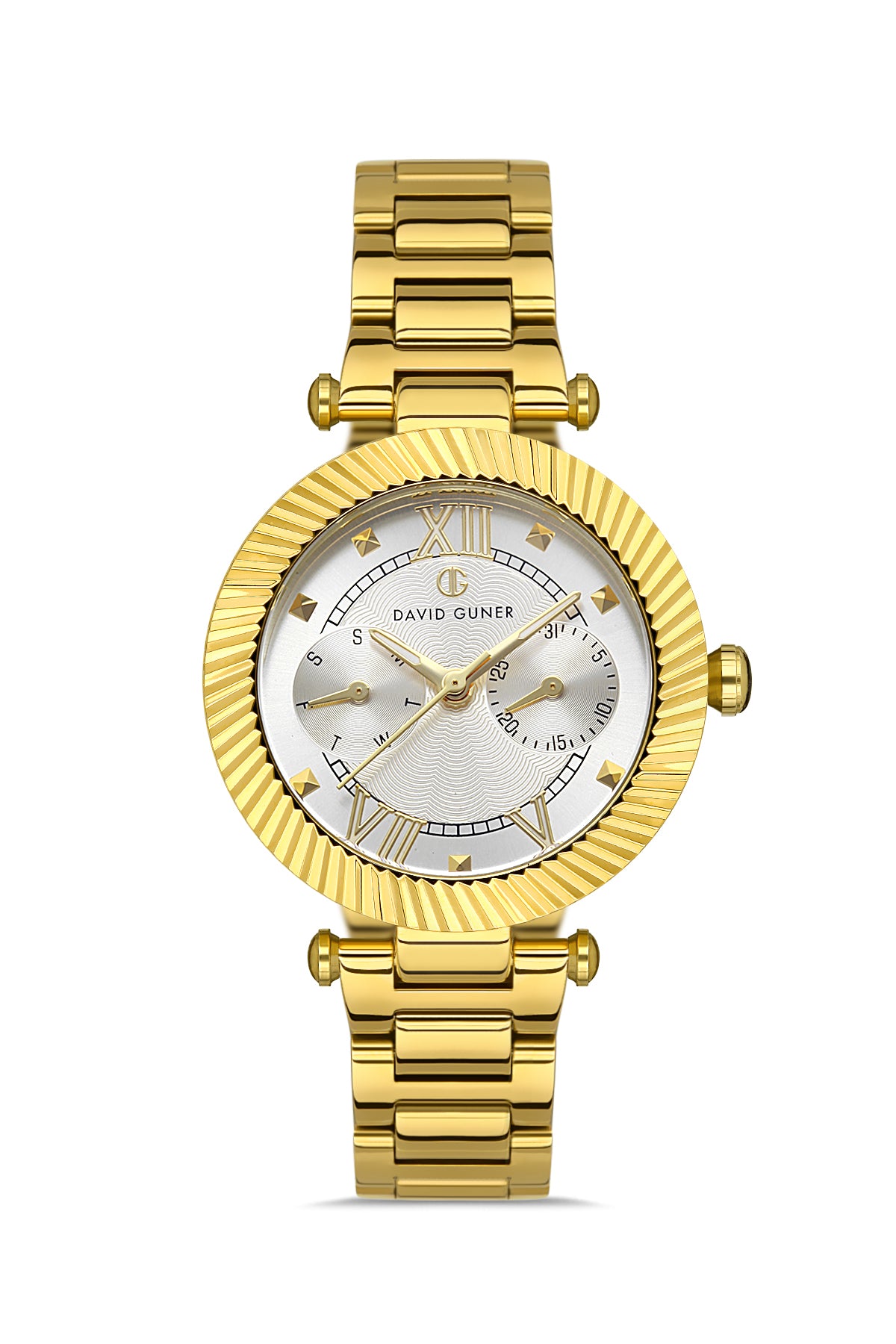 DAVID GUNER Silver Dial Yellow Coated Women's Wristwatch