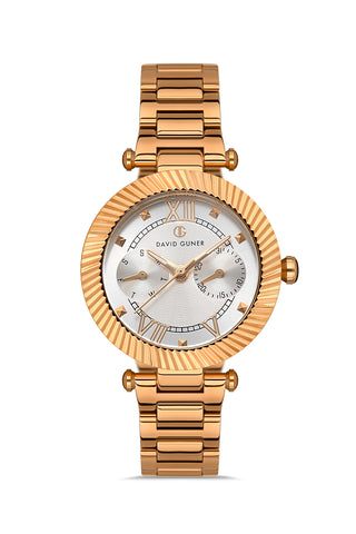 DAVID GUNER Silver Dial Rose Plating Women's Watch