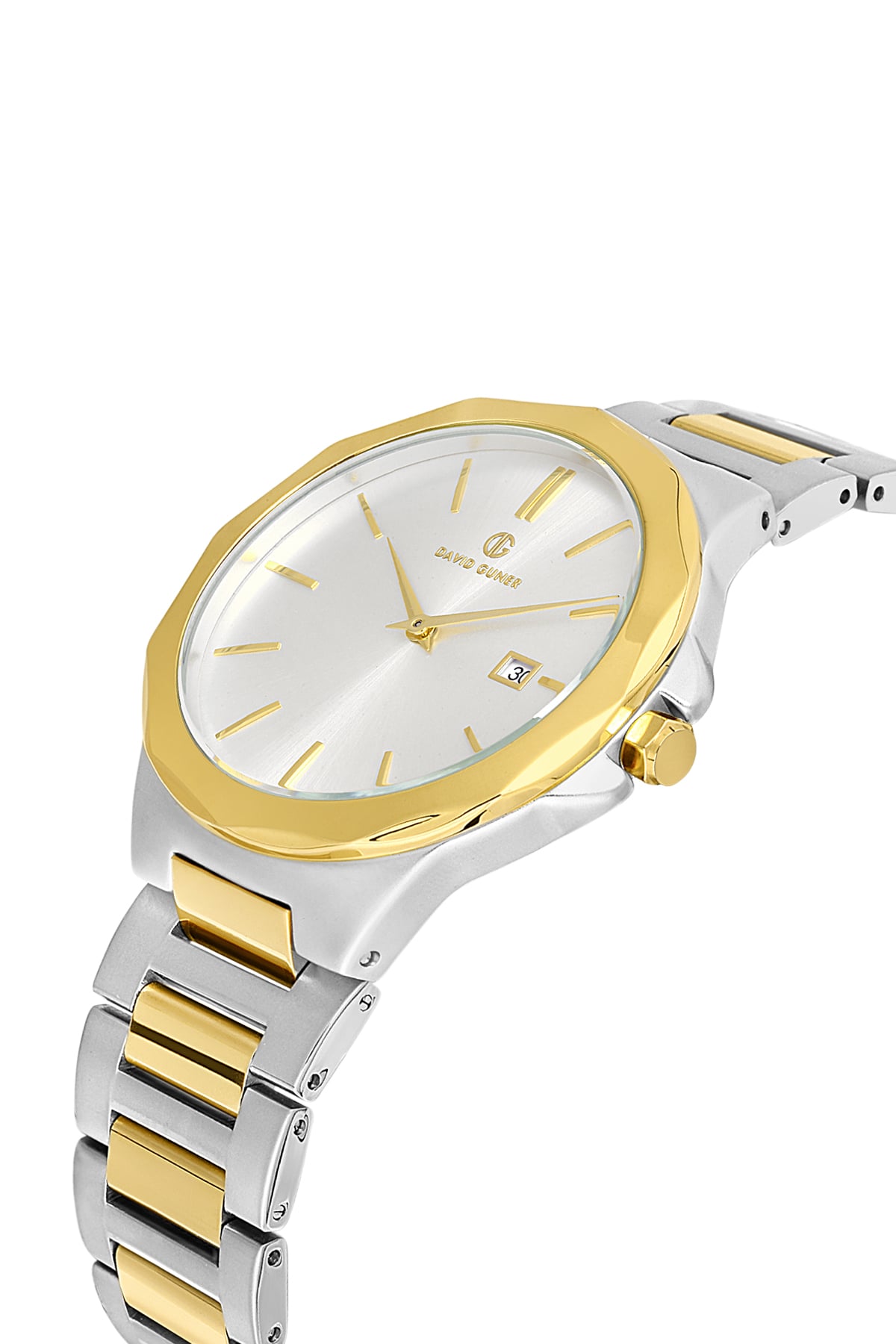 DAVID GUNER Yellow Silver Plating Calendar Men's Watch