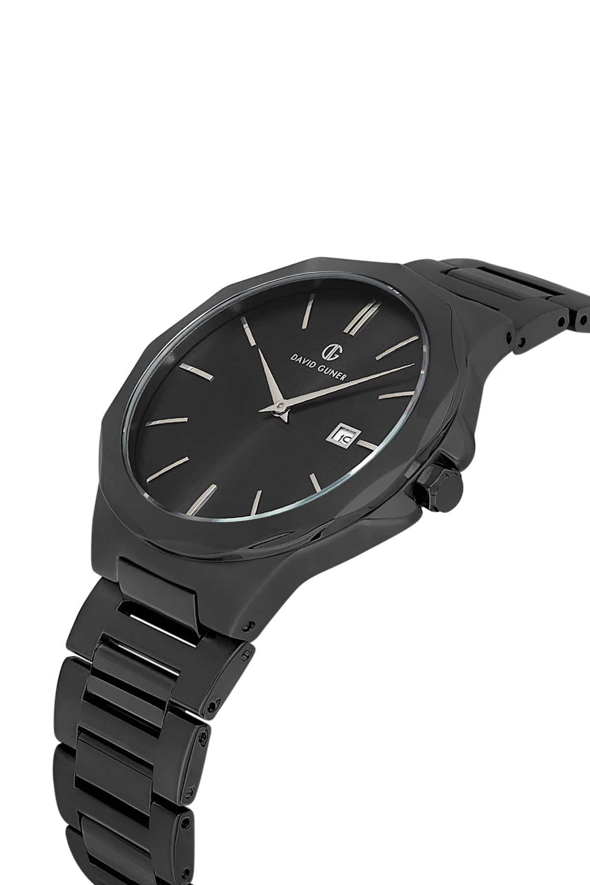 DAVID GUNER Men's Wristwatch with Black Dial and Black Coated Calendar