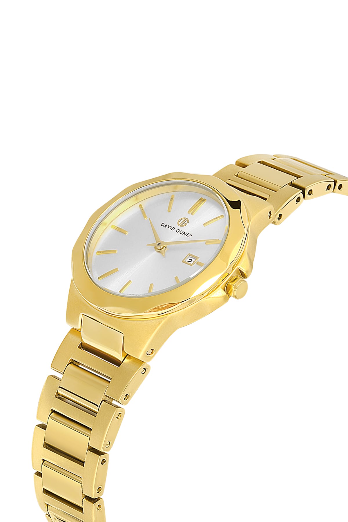DAVID GUNER Silver Dial Yellow Coated Calendar Women's Wristwatch